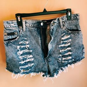 Destroyed jean shorts